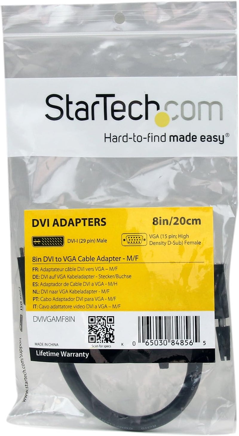 Star Tech .com 8in DVI to VGA Cable Adapter - DVI-I Male to VGA Female Dongle Adapter (DVIVGAMF8IN) - Image 4